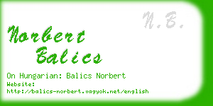 norbert balics business card